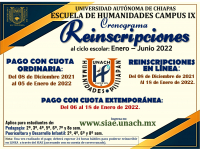 Cronograma de reinscripciones Periodo Enero - Junio 2022