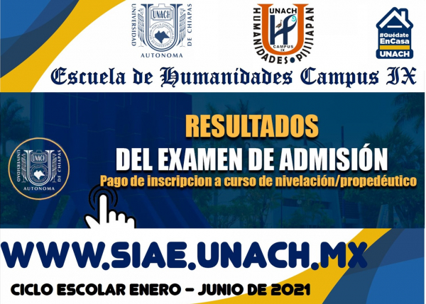 Resultados del examen de admisión Enero-Junio 2021