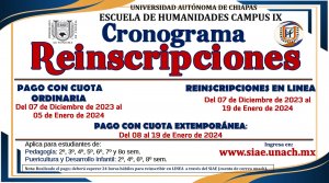 Cronograma de Reinscripciones periodo enero - junio 2024