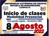 Inicio de clases: Periodo agosto - diciembte 2022