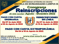 Cronograma. Reinscripción. Agosto.2022