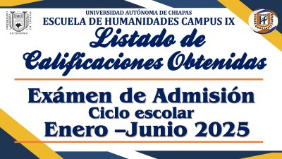 Resultados del Examen de Nuevo Ingreso, ciclo escolar enero - junio 2025